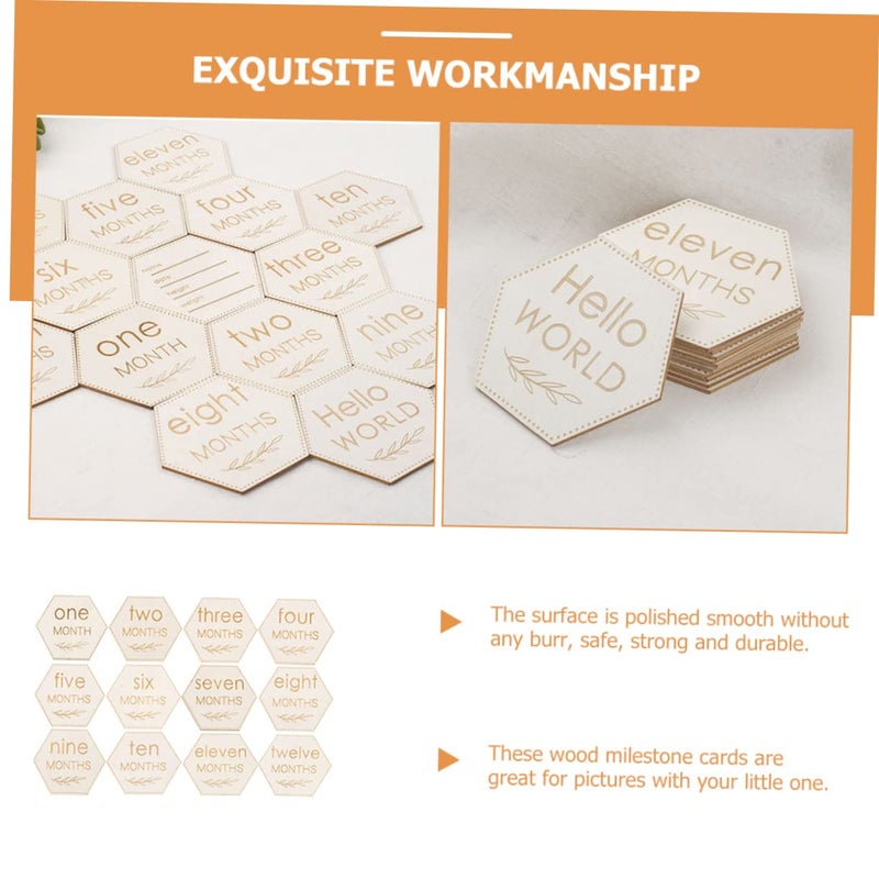 UPKOCH 12Pcs Wooden Baby Milestone Cards Photo Props with Month Discs for Newborn Growth Moments - Image 4